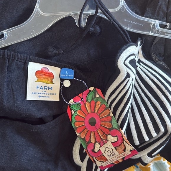 NWT FARM Rio x Anthropologie Linen Blend Cover-Up Embroidered Seashell Dress - Picture 6 of 12